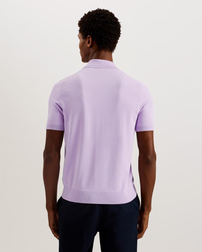 Polo Ted Baker Short Sleeve Rayon Zip Violette Homme | PVP-31785508